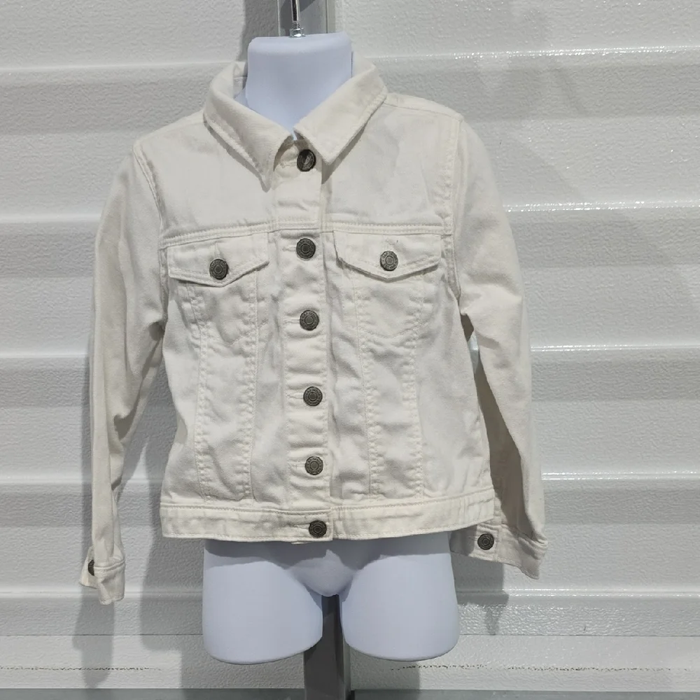 GAP White Jean‎ Jacket Cropped Denim Style Size 5 Years